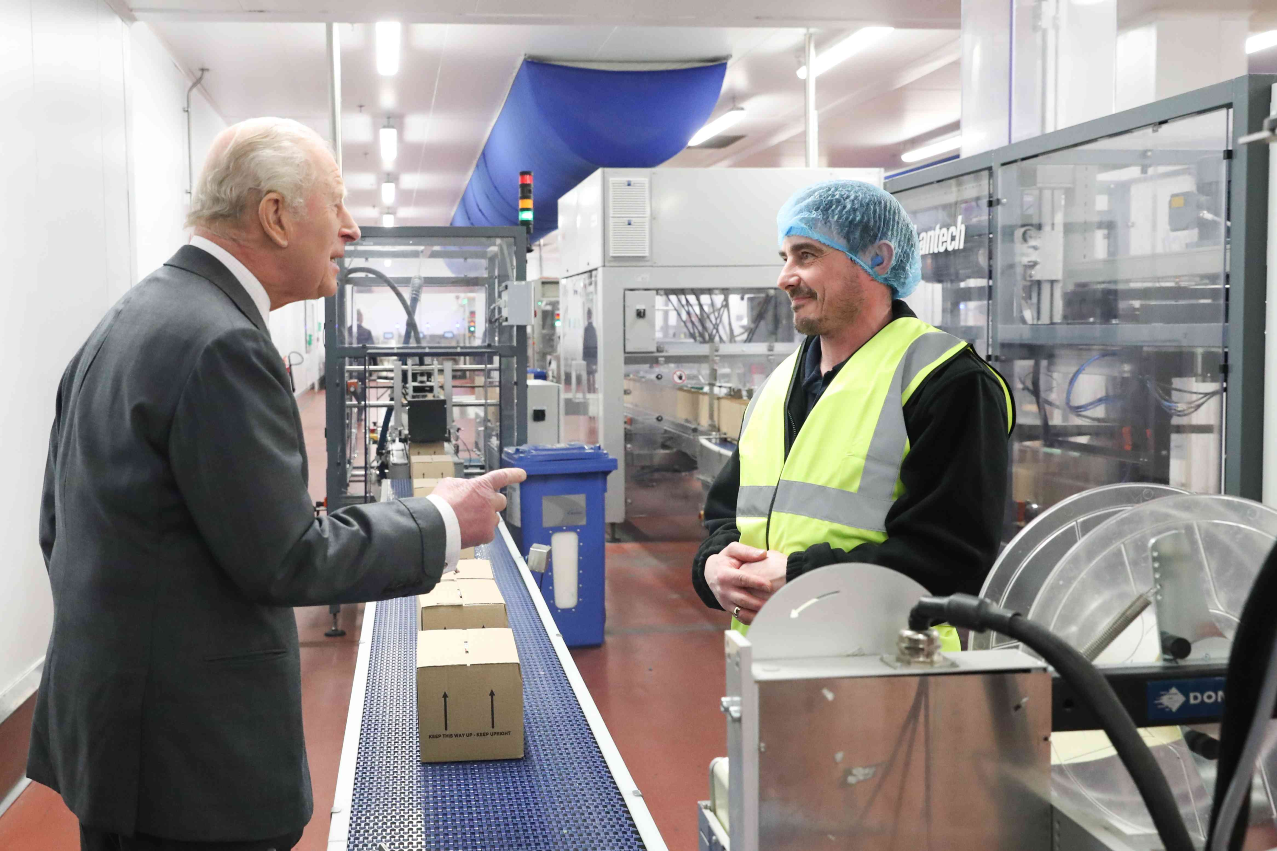 King Charles visits Greencore to see food waste systems at work
