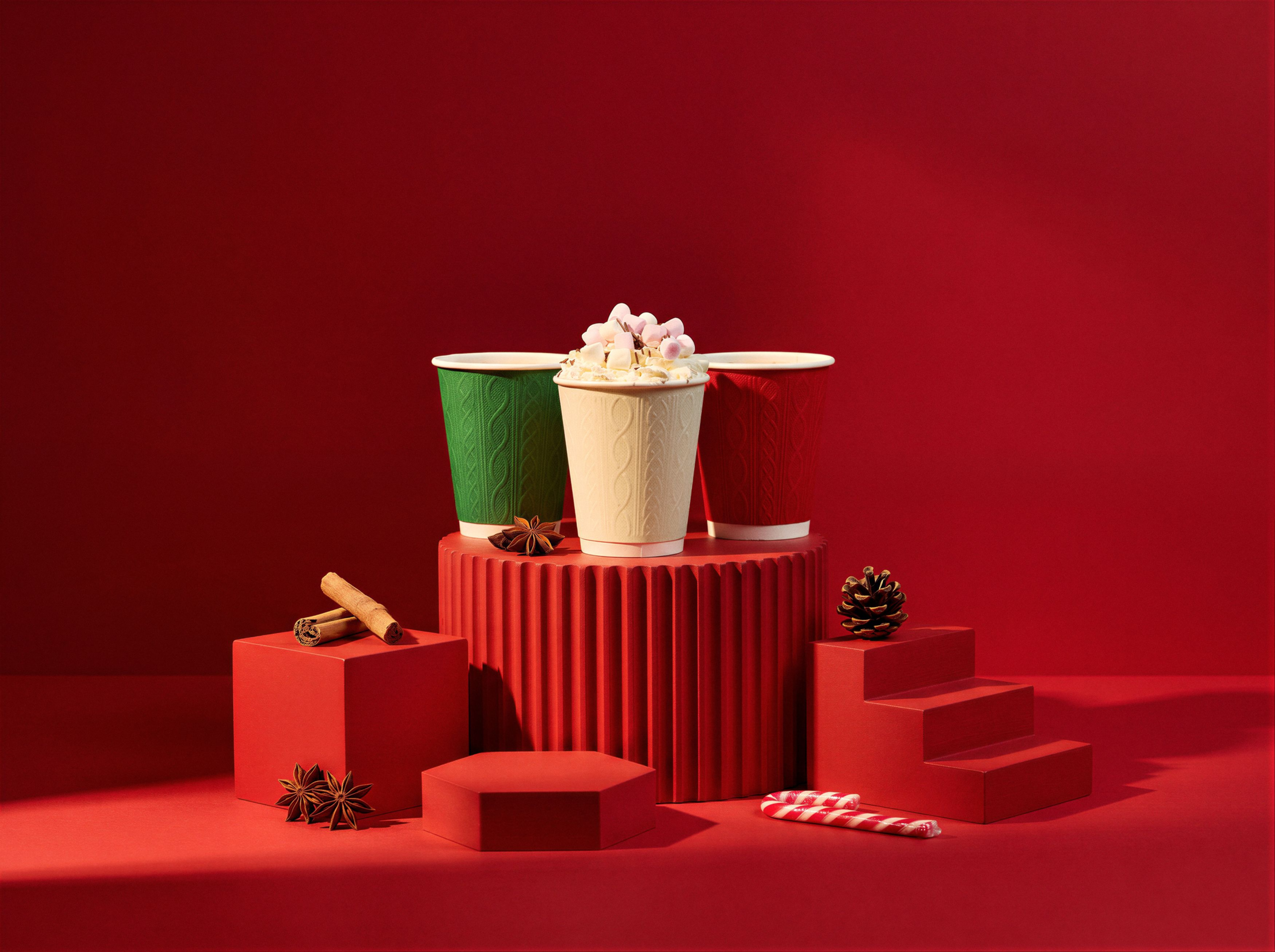 Go-Pak combines insulation and embossing in festive cups Go-Pak combines insulation and embossing in festive cups